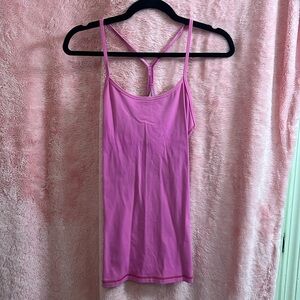Lululemon Women Size 8 Power Y Rainbow tank top shelf bra yoga athletic b12